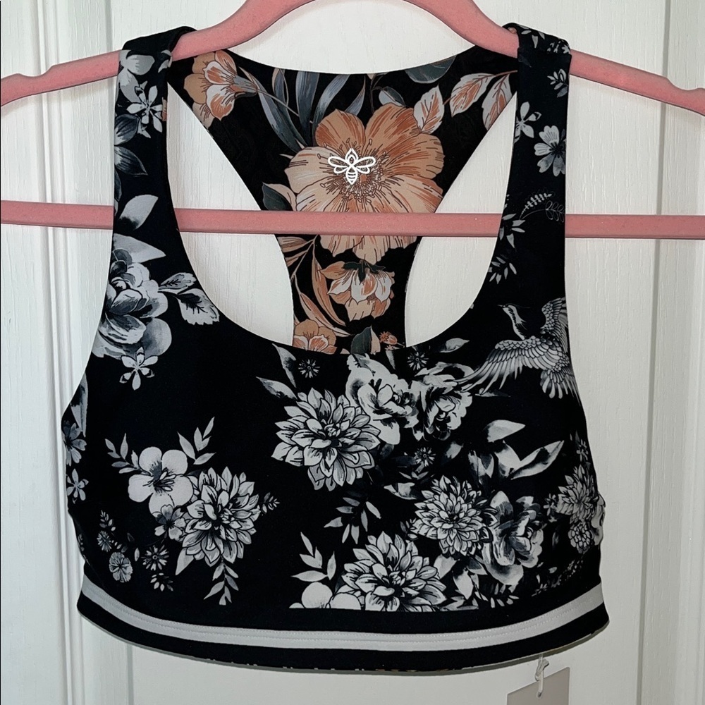🆕 Johnny Was Women's Dreamer Bee Active Reversible Sports Bra Racerback Size XS